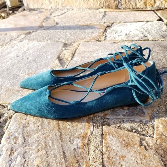 Michael Kors Collection Kallie Lace Up Suede Flats - Picture 5 of 12